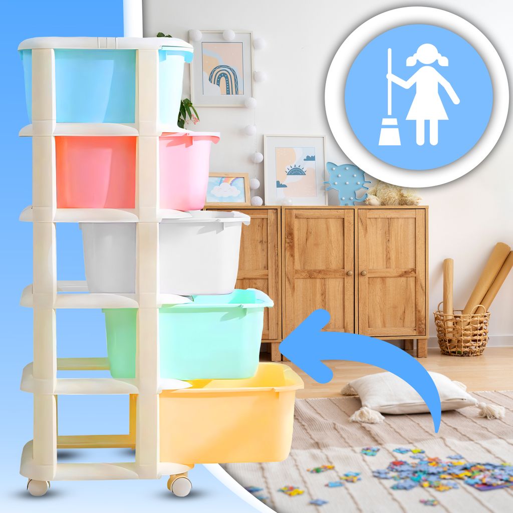 Kinderregal mit Spielzeugaufbewahrung – Mehrfarbig, 5 Produktbild 6