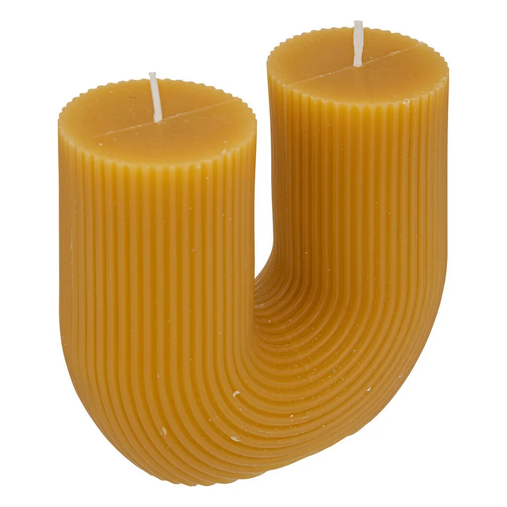 Bougie pilier design en forme de U - Objet décoratif rayé style DEMI