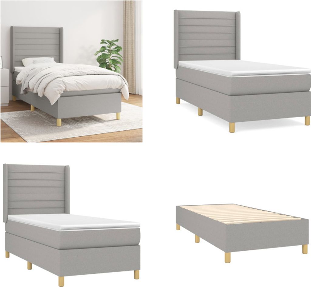 vidaXL Boxspringbett mit Matratze Hellgrau 80x200 cm Stoff - Boxspringbett - Boxspringbetten - Bett - Schlafzimmermöbel