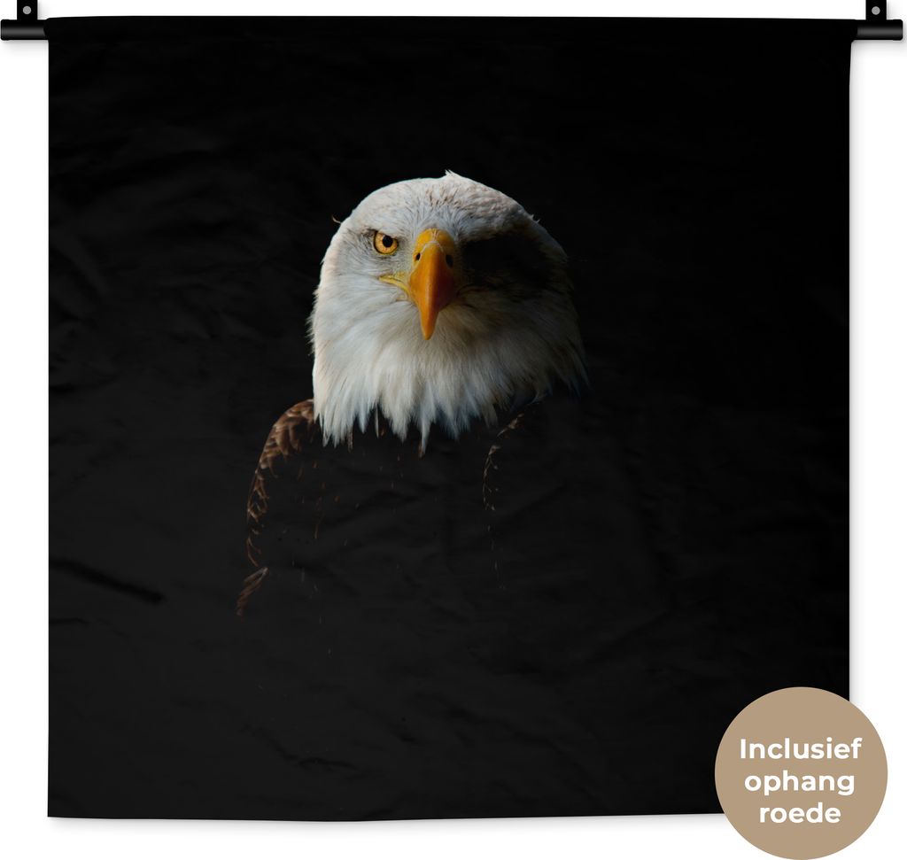 MuchoWow Wandteppich Wandbehang Adler - Vogel - Schwarz 60x60 cm Tapisserie Dekoration Wandtuch - Dekorationen - Wand Decke