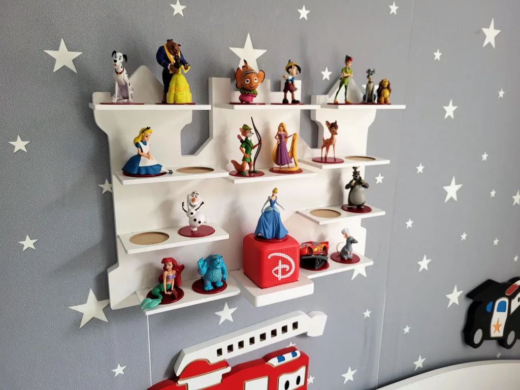 Étagère de rangement pour figurines audio Disney et accessoires de conte