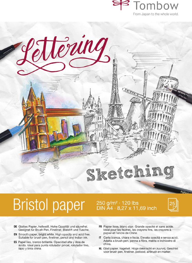 Tombow Zeichenblock "Bristol" DIN A6 blanko 250 g/qm hellweiß 25 Blatt