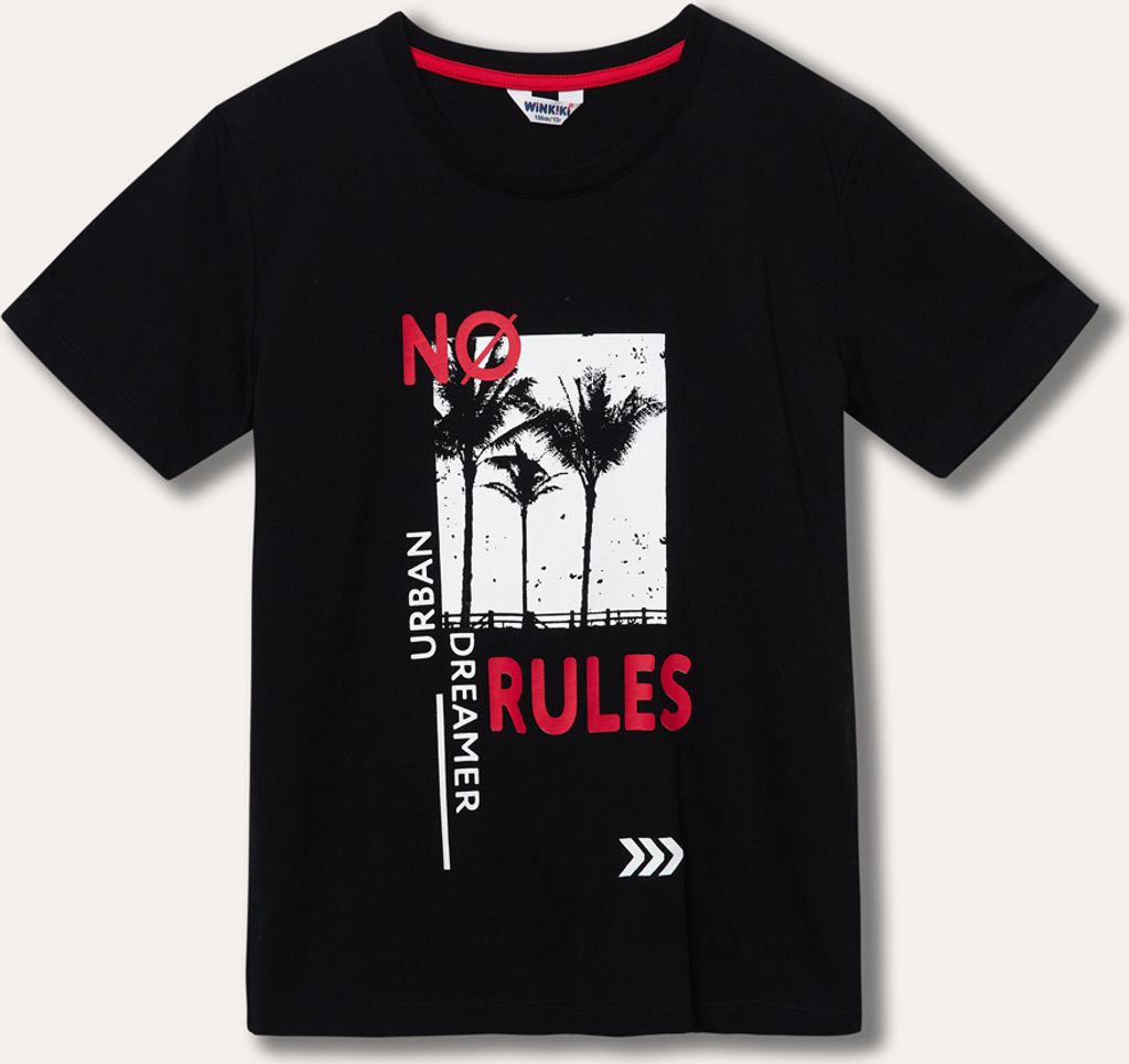 Jungen-T-Shirt mit kurzen Ärmeln No Rules - Schwarz - 164