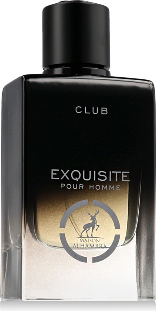 A bottle of Maison Alhambra Club Exquisite Pour Homme Eau de Parfum.