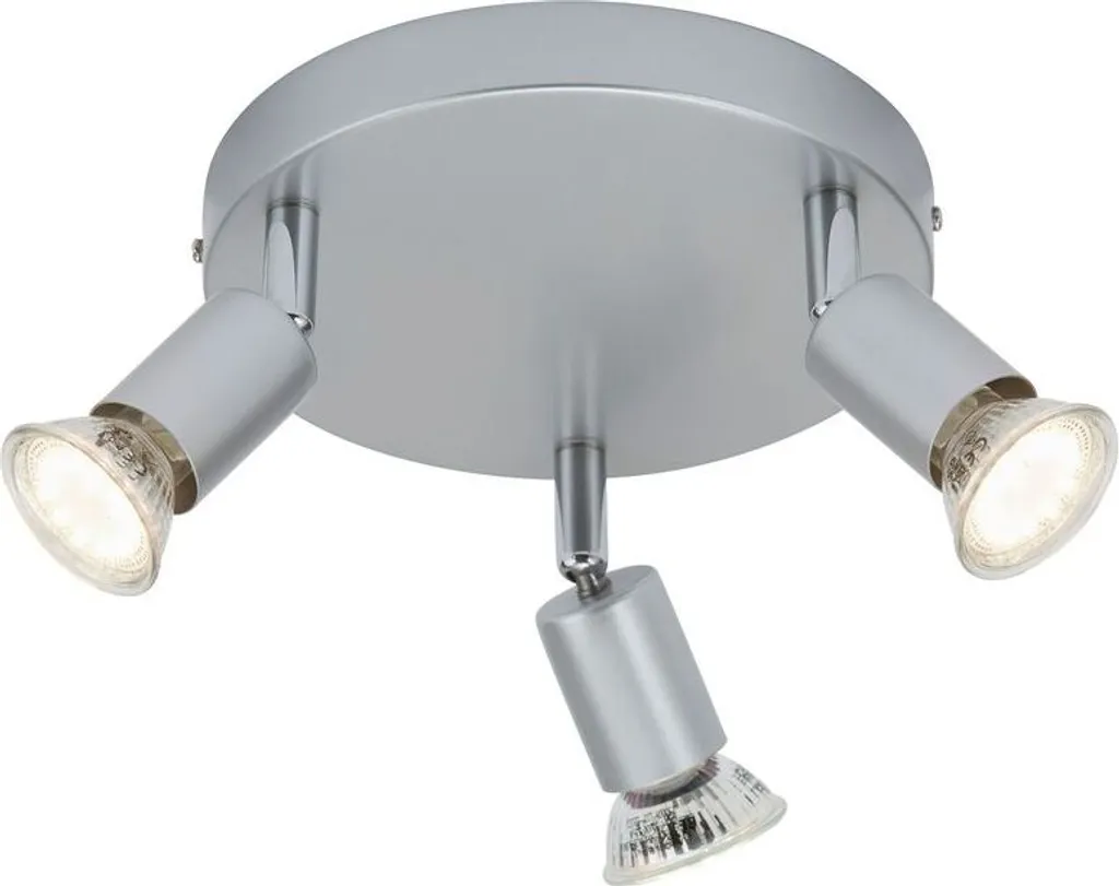 Plafonnier LED Briloner Leuchten Ray 3x3W 250lm Titane Métal GU10 Ø16cm