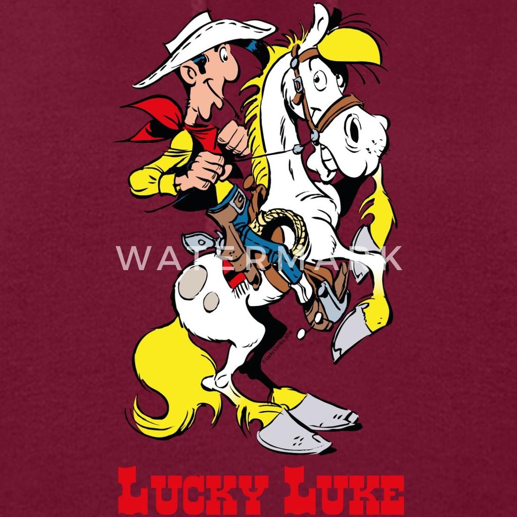 Spreadshirt Lucky Luke mit Pferd Jolly Jumper Damen Hoodie, XL, Bordeaux