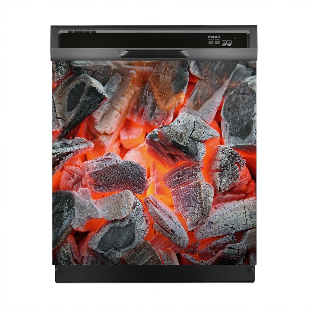 Magnete Dekorative 60x60 cm Küche Magnetmatte Spülmaschine - Grill Feuer Glut