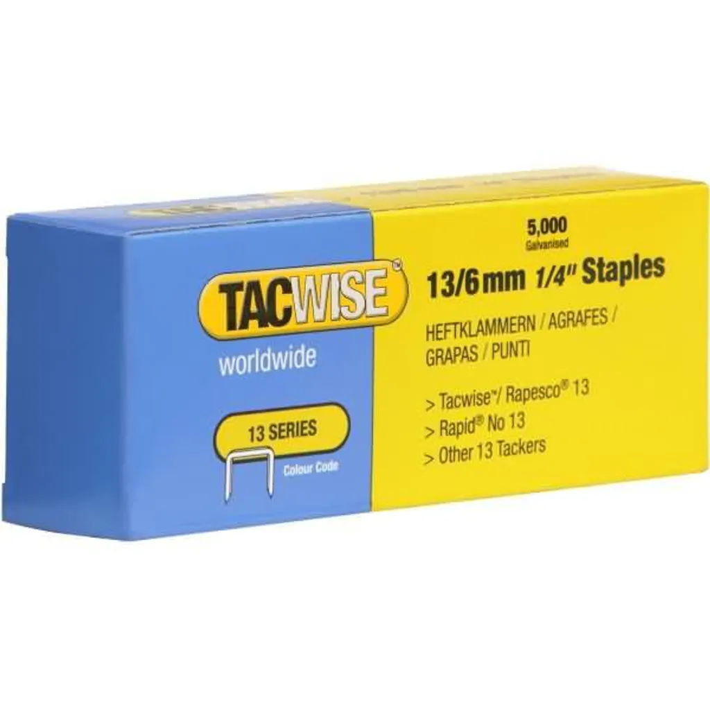 Punti Metallici Tacwise 13/6 mm Fini Zincati 233 - Scatola 5000 pz