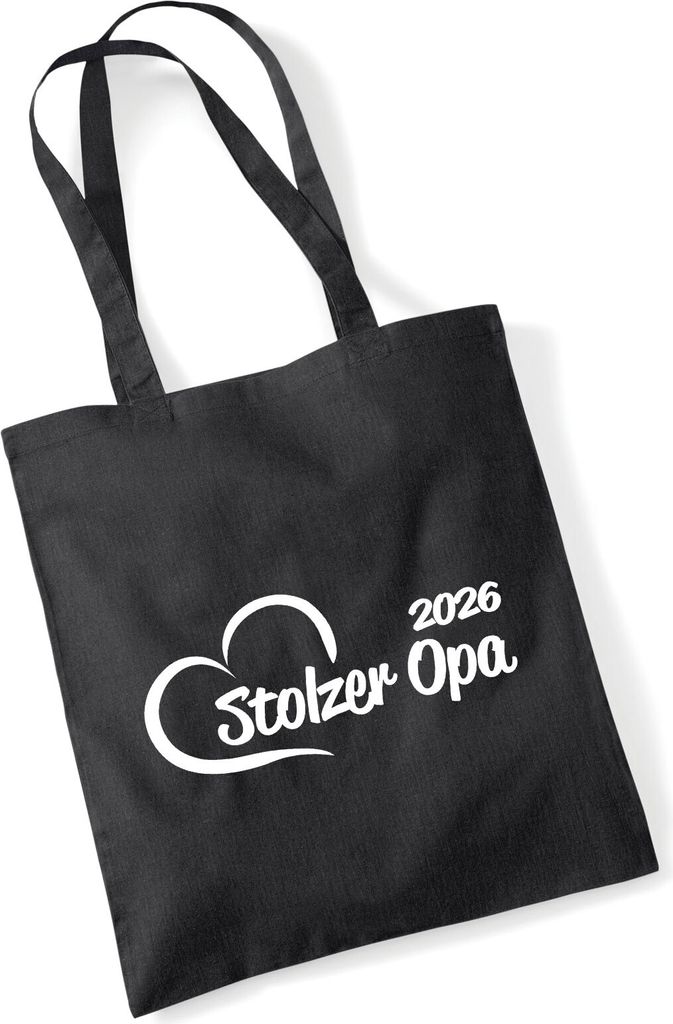 Huuraa Jutebeutel Stolzer Opa 2026 Herz 10 Liter Black Baumwolle Tasche Geschenkidee