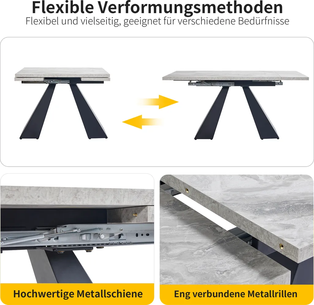 Table Grise Extensible Gain de Place : Solution Repas et Bureau 2-en-1 - 2