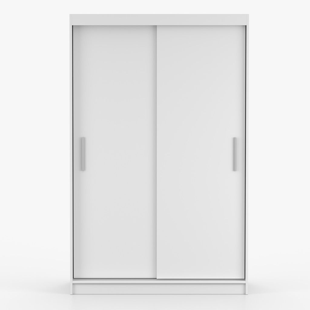 Schwebetürenschrank Kleiderschrank Schrank 120 cm Weiß/Weiß Produktbild 3