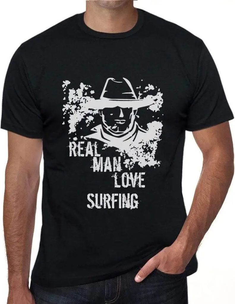 Herren Grafik T-Shirt Echte Männer lieben das Surfen – Real Men Love Surfing – Öko-Verantwortlich Vintage Jahrgang Kurzarm Lustige Druck Gebu...