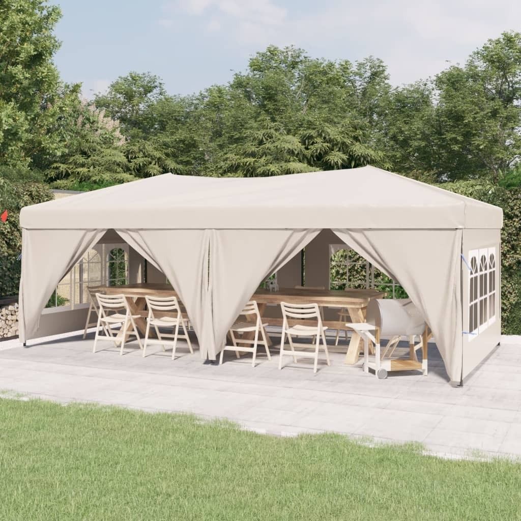 CLORIS Partyzelt Faltbar mit Seitenwänden Creme 3x6 m, 20,4 kg
