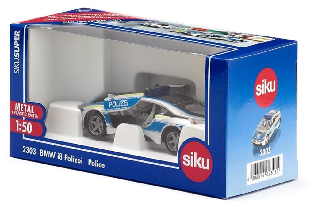 Siku BMW i8 Police, Modell Polizeiwagen, Vormontiert, 1:50, Produktbild 