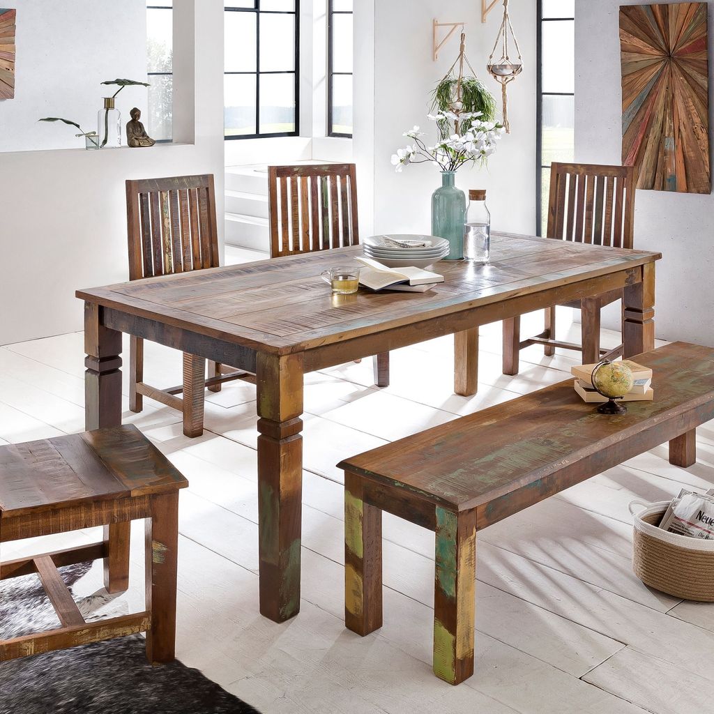 FineBuy Esszimmertisch KALKUTTA 120 x 70 x 76 cm Massivholz Produktbild 