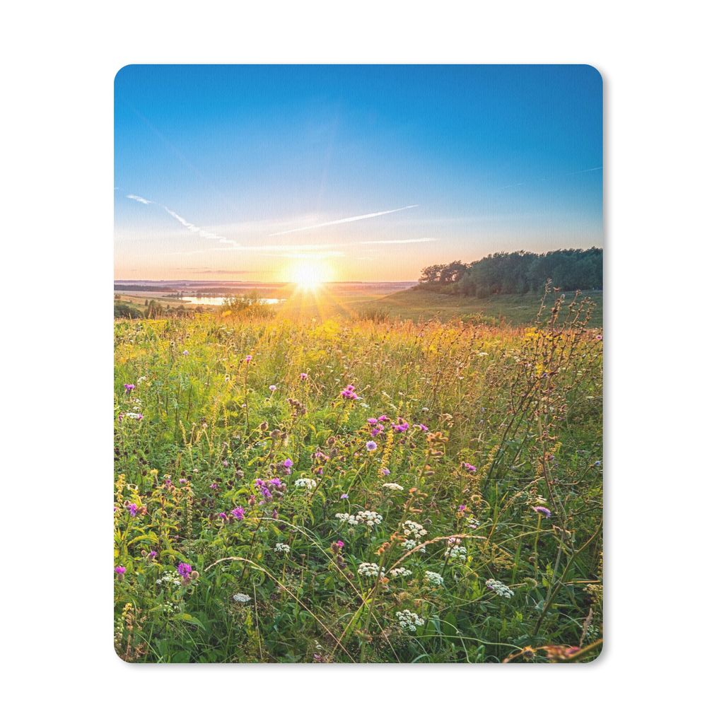 MuchoWow Mauspad Mousepad Sonne - Gras - Blumen 30x40 cm - Mousepads - Maus Mat - Pad - Mausunterlage - Mausmatten
