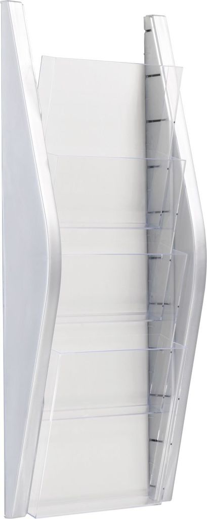 helit Wand Prospekthalter DIN A5 hoch 4 Fächer silber
