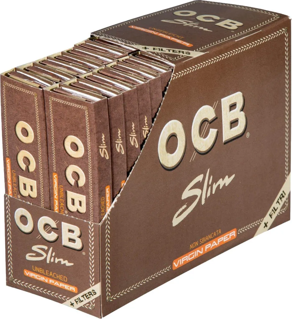 Papier OCB Virgin Slim et Tips Naturels - Boîte Economique 32 Unités