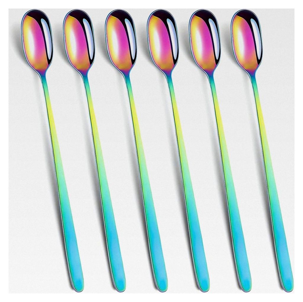 Latte Macchiato Löffel Set, 6-teilig, 23 cm, Spülmaschinenfest (Regenbogen)