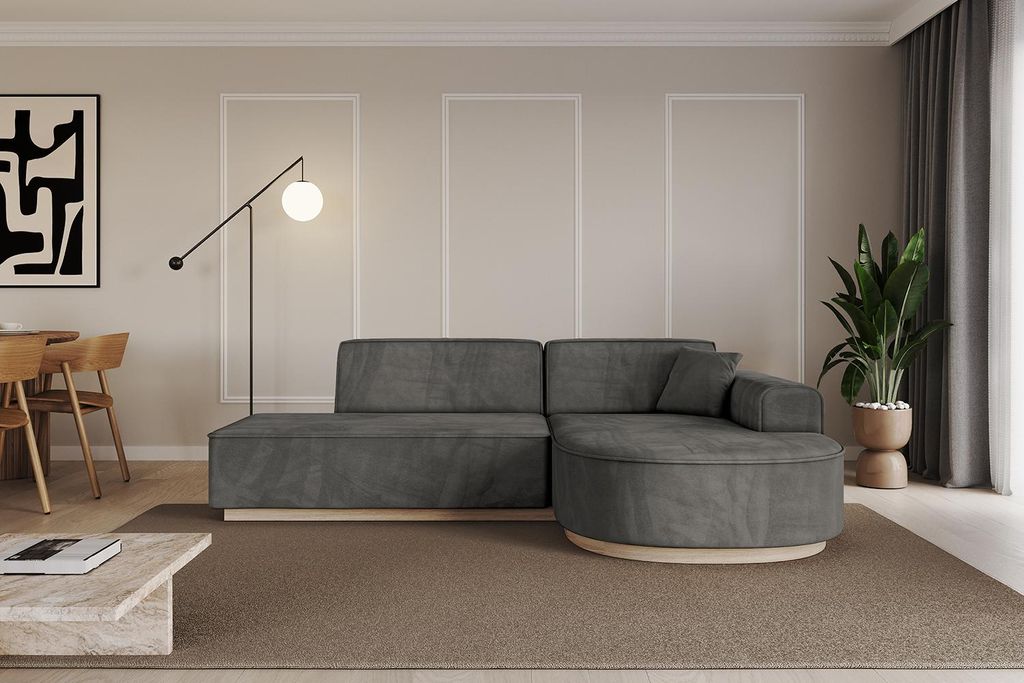 ALTDECOR Ecksofa in L-Form ARRIO-L1 -243x171x83 cm Dunkelgrau - Corner Sofa Bett Eckcouch Couch Wohnlandschaft Cauchsofa