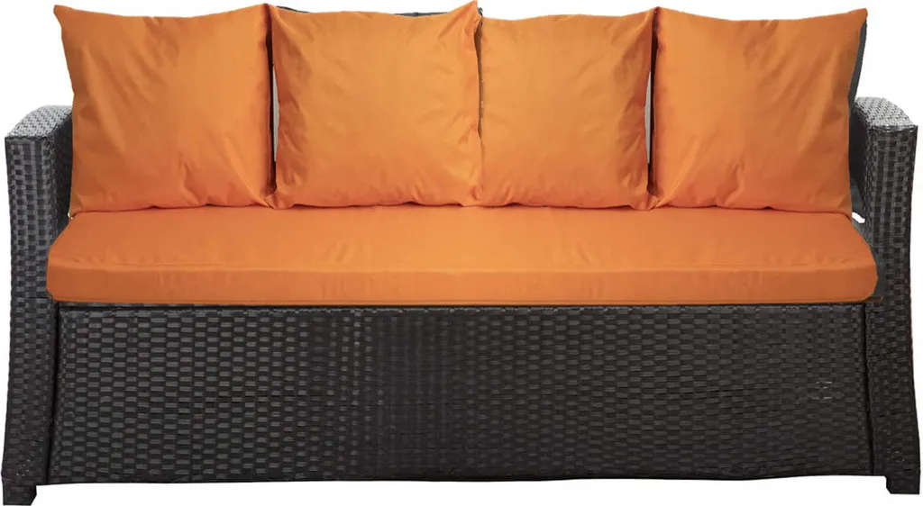 Cuscini Arancioni per Divano Giardino 4 Posti 170x60x7 | Set Completo