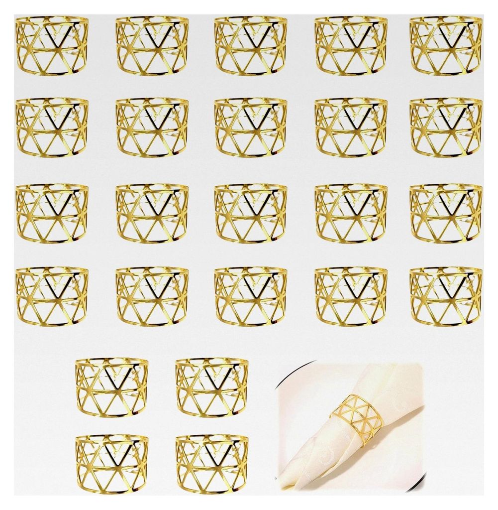 24 Stück Serviettenringe aus Gold, Vintage Aushöhlungen, Tischdekoration für Hochzeitsfeiern, Abendessen und Jubiläen