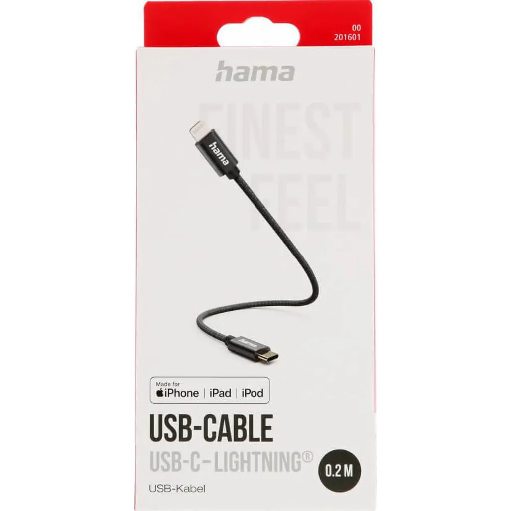 Mini Cavo iPhone Hama USB-C Lightning 0.2m - Nero da Viaggio - 3