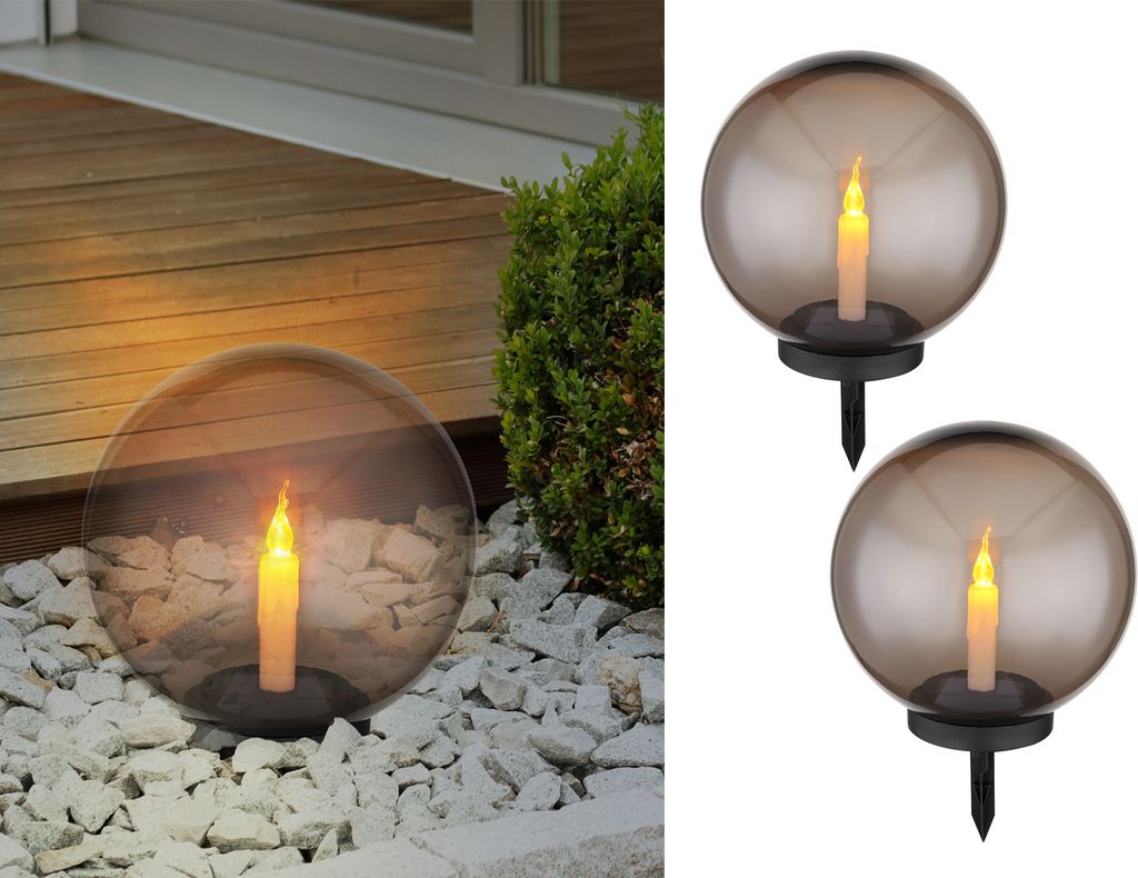Ausgefallene Solarkugeln 2er SET für den Garten Ø 25cm Produktbild 