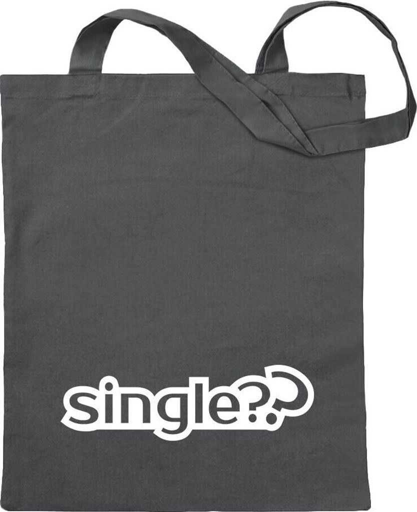 Kiwistar - Baumwolltasche - stahlgrau - Single?? - Lonely - Dating Show - Tragetasche Stoffbeutel Umhängetasche Langer Henkel