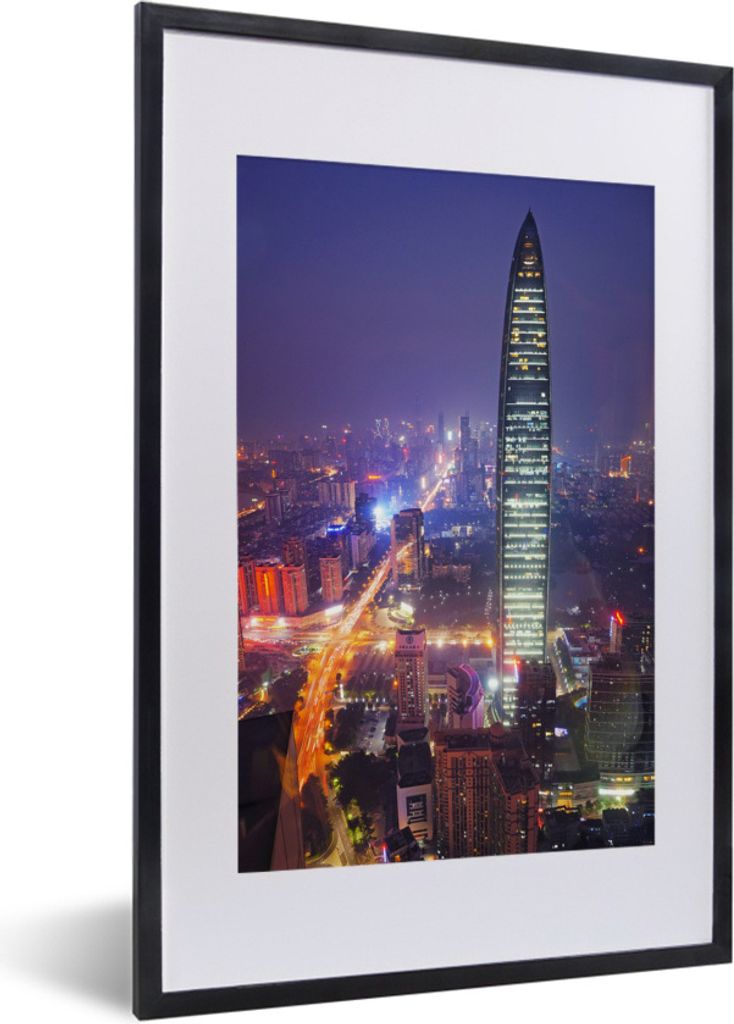 MuchoWow Gerahmtes Poster Ein lila Himmel beim Kingkey 100 40x60 cm - Poster mit Schwarzem Bilderrahmen Wandposter Rahmen Foto Bilder - Poster in...