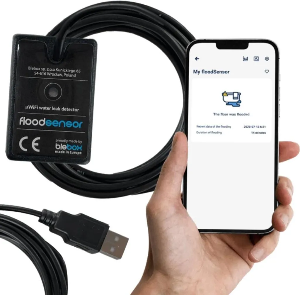 Capteur de fuite d'eau WiFi BleBox floodSensor pour maison connectée