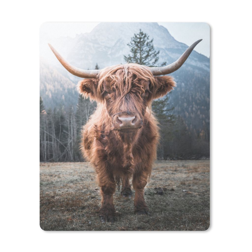 MuchoWow Mauspad Mousepad Schottischer Hochländer - Kuh - Tiere - Berg - Natur 30x40 cm - Mousepads - Maus Mat - Pad - Mausunterlage - Mausmatten