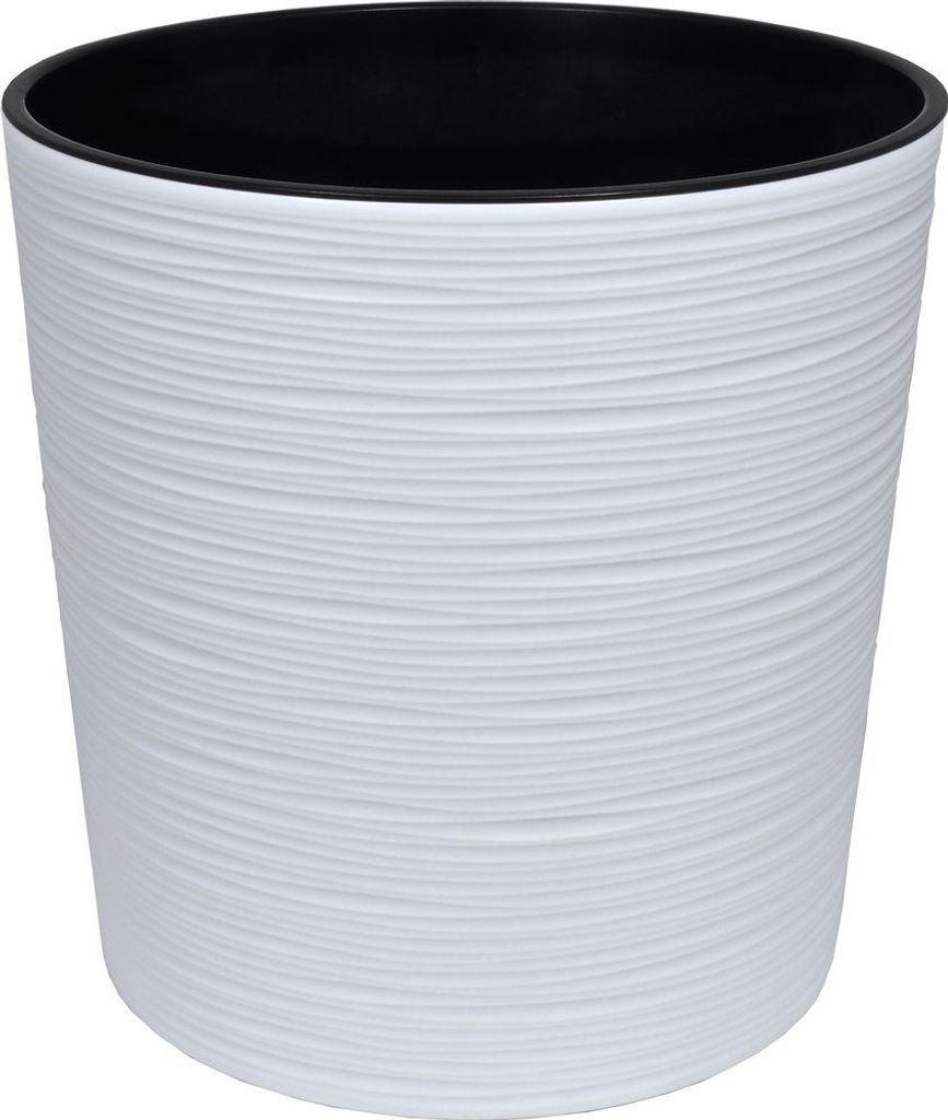 Pflanzkübel Malwa Strip weiß, ø 30 cm, Höhe 30.5 cm, Produktbild 