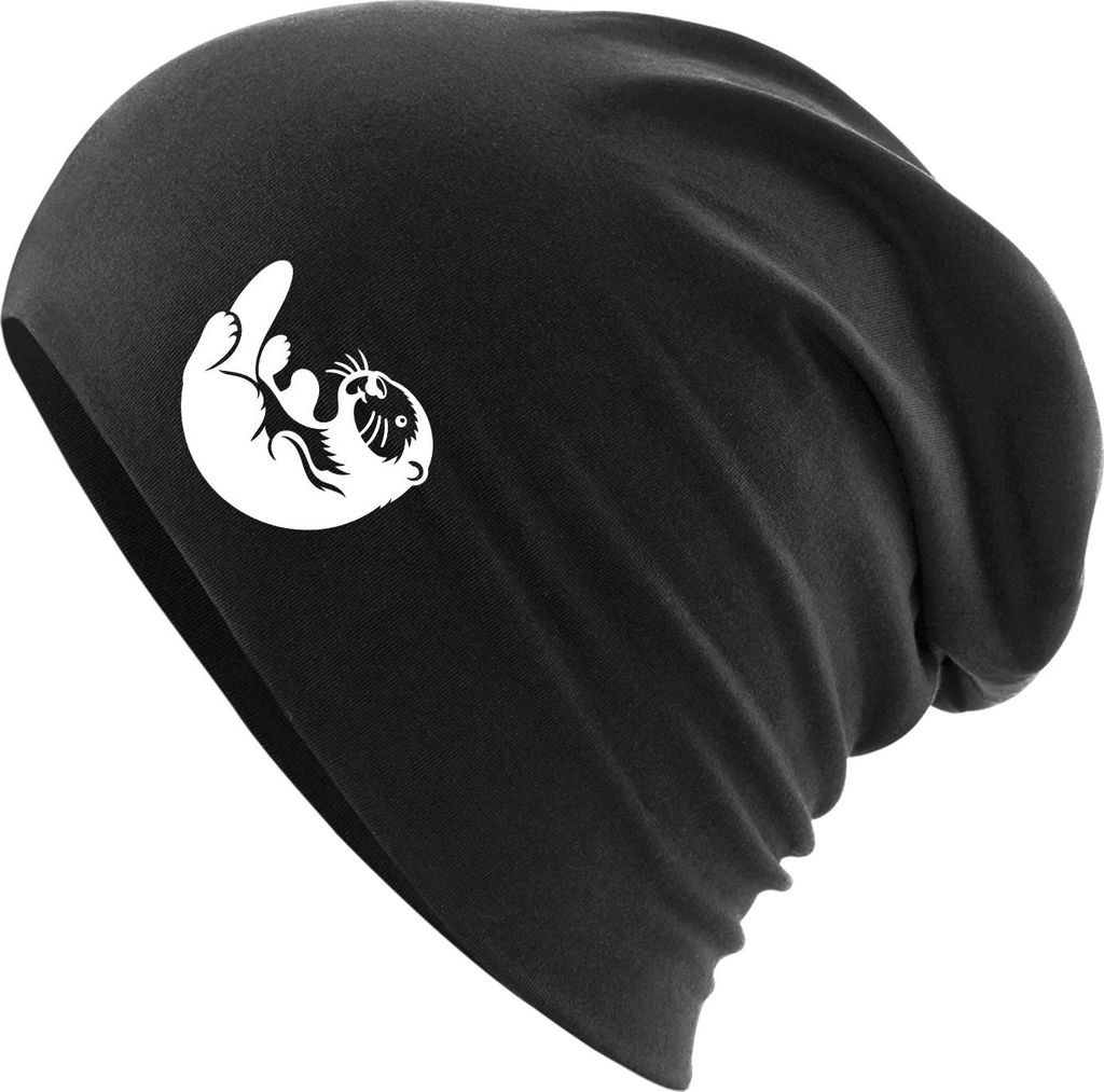 Huuraa Beanie Otter Silhouette Black One Size Baumwolle und Elasthan Mütze Geschenkidee