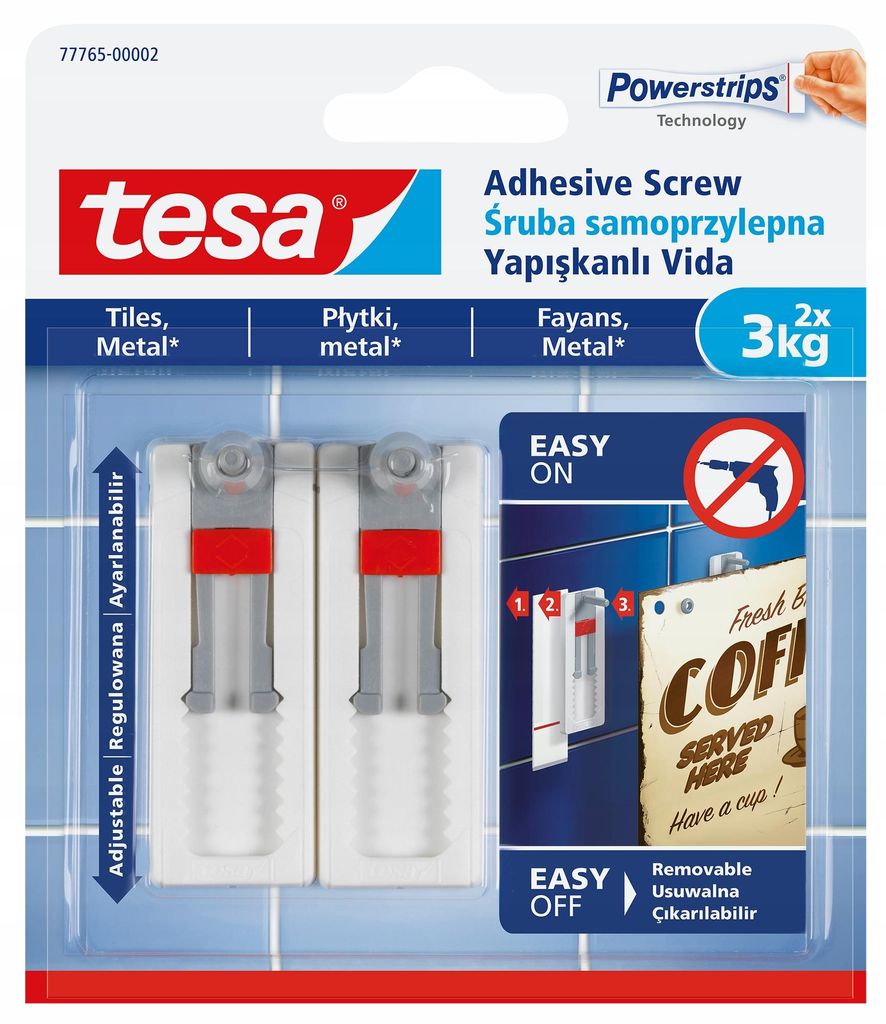 Powerstrips® 77765, lisse, réglable, 2 kg, TESA Image du produit 