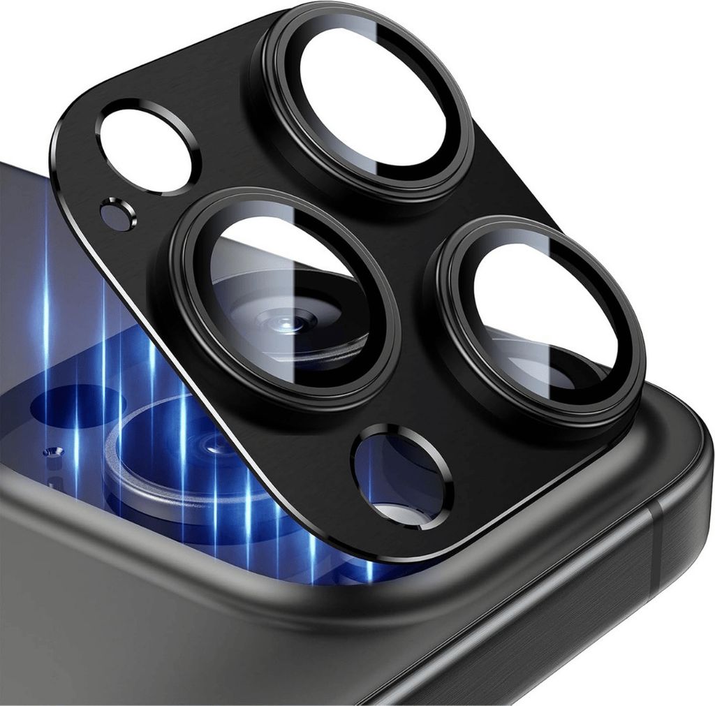 Kameraglas für Apple iPhone 16 Pro / 16 Pro Max Titan Schutzglas Panzerglas 3D Titan Schwarz