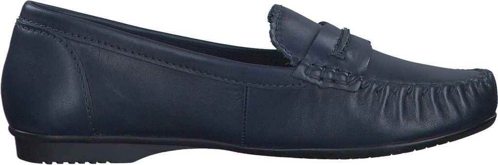 MARCO TOZZI Damen Slipper Leder Ballerina Loafer Ziernaht 2-24225-42, Größe:40 EU, Farbe:Blau