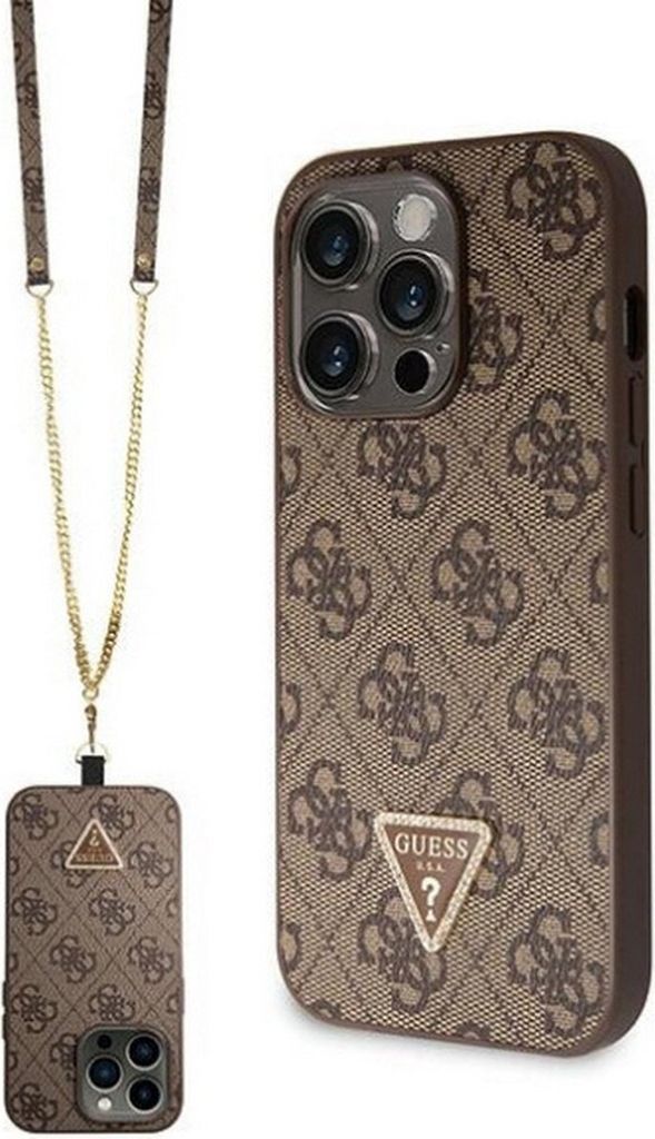 Guess Crossbody 4G Metal Logo - iPhone 14 Pro Hülle (Braun)