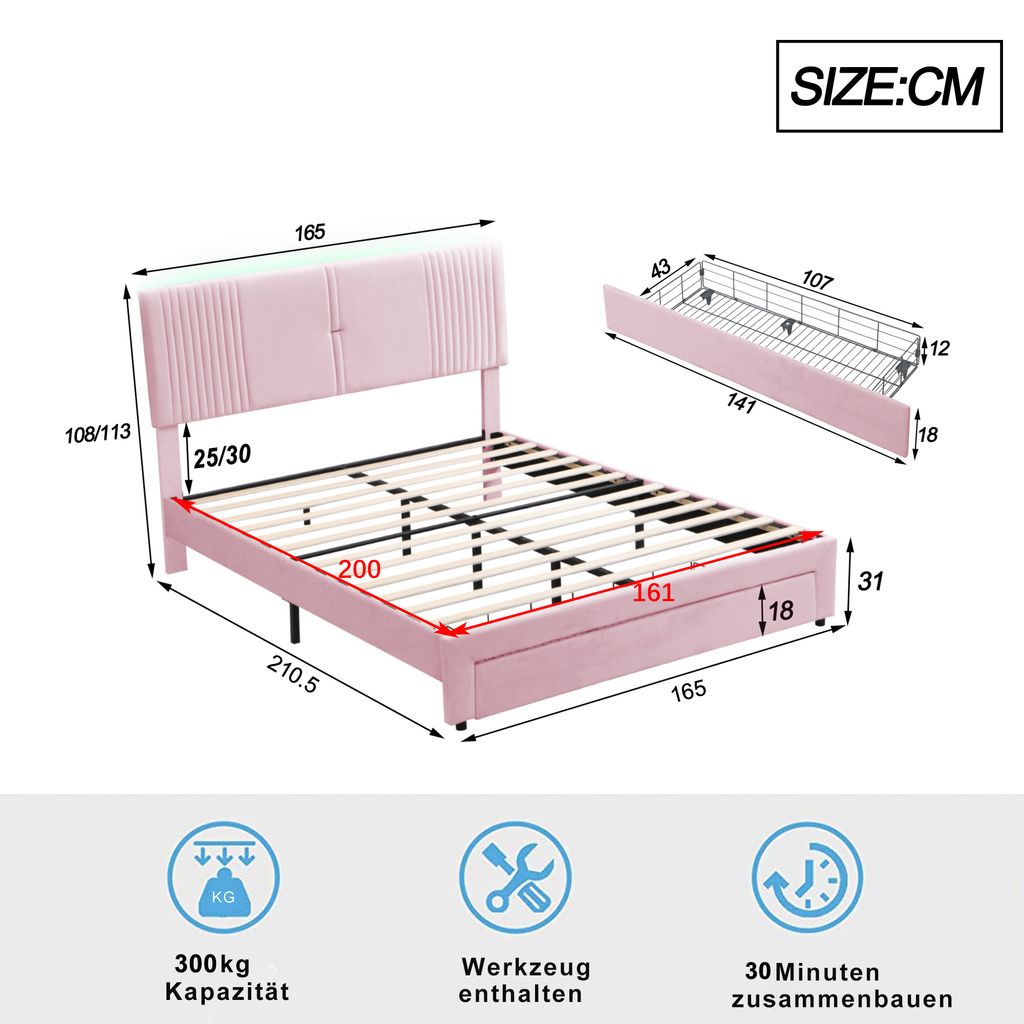 MODFU Polsterbett Doppelbett 160x200 | Kaufland.de