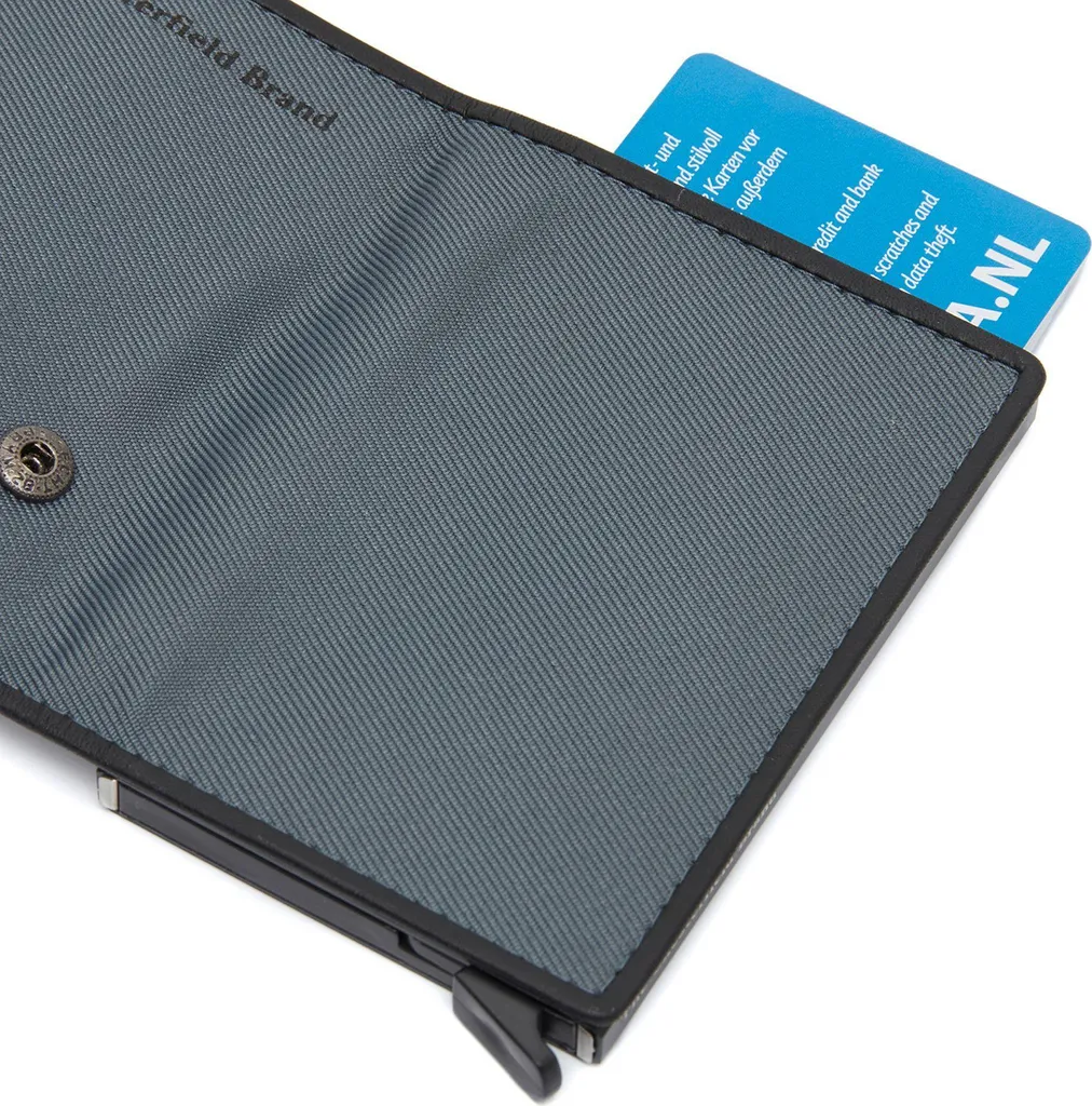 Portefeuille Porte-monnaie Delsbo en Cuir de Vachette Souple Gris-Bleu - 6