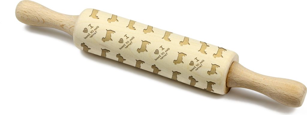 Glen of Imaal Terrier, Irischer Glen of Imaal Terrier - kleiner Nudelholz mit Hund, Teigrolle mit Mustern, Gadget für Keramiker der Marke Art-Dog