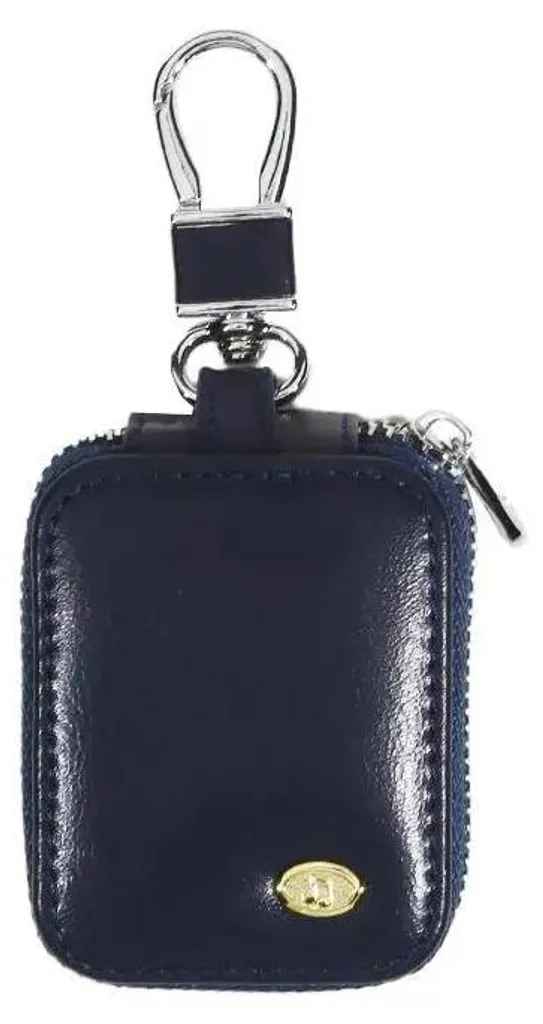Porte-clés mini format bleu marine avec fermeture à glissière robuste