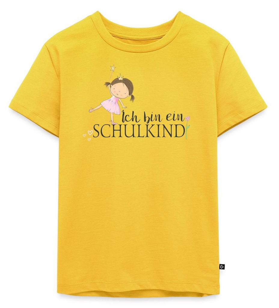 Spreadshirt Einschulung Ich Bin ein Schulkind Prinzessin Kinder Premium T-Shirt, 98/104 (2 Jahre), Sonnengelb