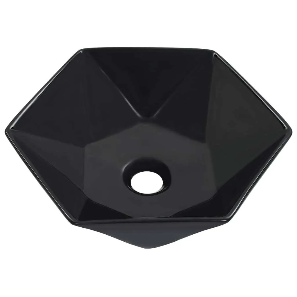 Petite vasque à poser noire 41x36,5cm céramique pour WC ou SDB