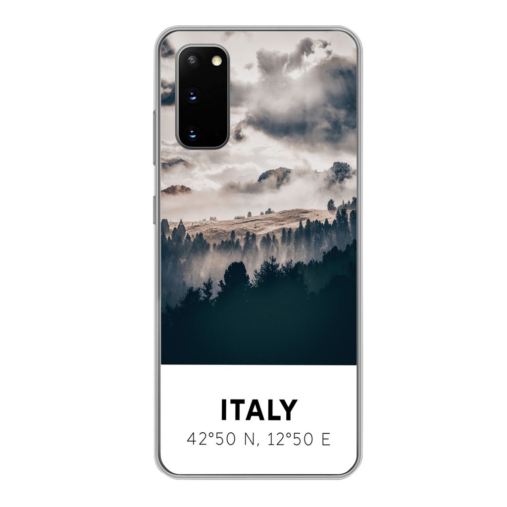 MuchoWow Handyhülle Schutzhülle Hülle für Samsung Galaxy S20 Italien - Nebel - Wald - Baum Silikon Softcase Handy Hülle - Bild