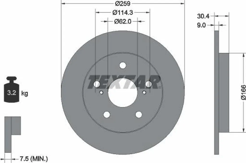 Disque de frein TEXTAR 4243102190 haute teneur en carbone pour Corolla