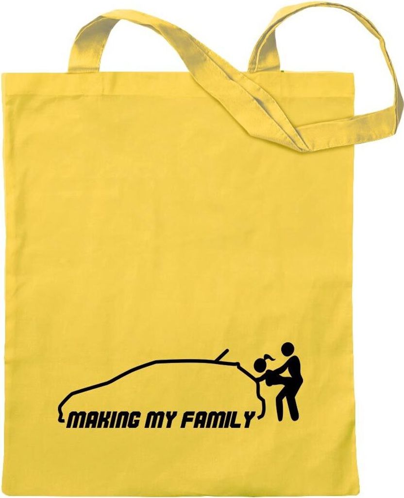 Kiwistar - Baumwolltasche - gelb - Making My Family - Tragetasche Stoffbeutel Umhängetasche Langer Henkel