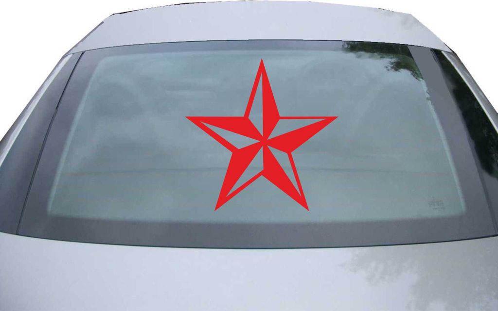 Indigos UG - Aufkleber Heckscheibe & Motorklappe DE2068 - rot - 600x600 mm - Nautischer Stern - Auto Scheiben Fenster Heckklappe Tuning Racing JDM ...