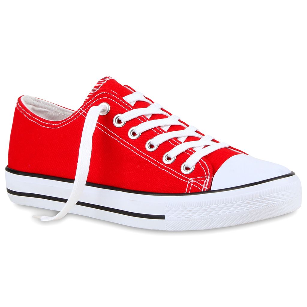 Mytrendshoe Freizeit Herren Sneakers Low Viele Farben & Größen Canvas Schuh 811083, Farbe: Rot, Größe: 37