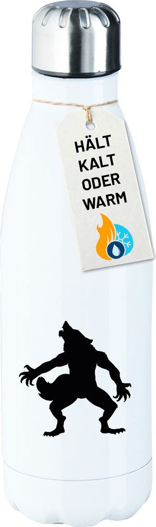 Huuraa Trinkflasche Werwolf Silhouette 500ml White Edelstahl Wasserflasche Trinkflasche Geschenkidee